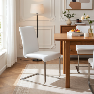 Sunvega Contemporary Faux Leather Upholstered Dining Chair with Sturdy Metal Base Set of 2