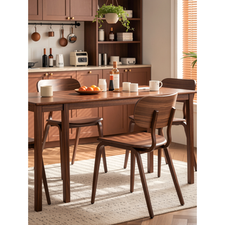 Sunvega Walnut Finish Side Chair with Sleek Minimalist Design and Curved Wooden Legs