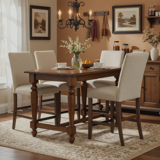 Sunvega Walnut Brown Transitional Style Upholstered Barstools Set of 2