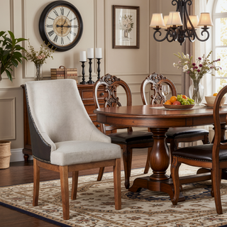 Sunvega Traditional Luxury Upholstered Chairs with Sloped Arms and Nailhead Trim