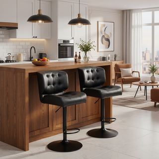 Sunvega Adjustable Swivel Bar Stools Set of 2 with Thick Padded Cushion