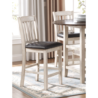 Sunvega White and Dark Cherry Finish Counter Height Table with 2 Drop Leaves