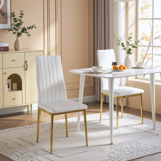 Sunvega Golden Legs and Black Seat Comfortable Durable Dining Chair Set of 4