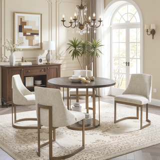 Sunvega Modern Grey Upholstered Parsons Dining Chair Set with Metal Frame