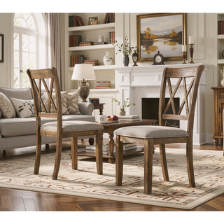 Sunvega Fabric Upholstered Dining Chairs with Foam Cushioned Seats Set of 2