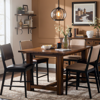 Sunvega 24 Inch Counter Stool Set of 2 with Vegan Leather Upholstery and Solid Wood Legs