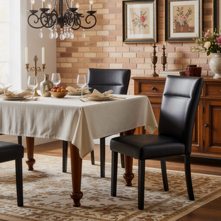 Sunvega Contemporary Faux Leather Dining Chairs with Solid Back 2PK Set