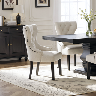 Sunvega Gillian Grey and Black Upholstered Dining Side Chair with Wingback Design