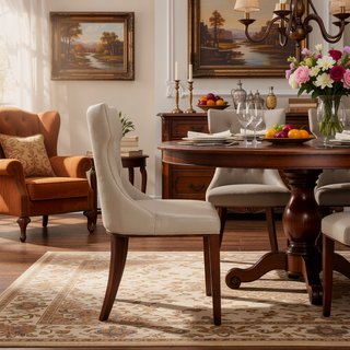 Sunvega Set of 2 Gray Traditional Dining Chairs with Luxurious Velvet Upholstery