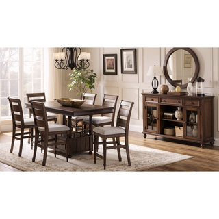 Sunvega Traditional Ladderback Side Chair with Upholstered Seat in Chocolate Finish