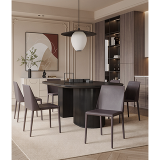 Sunvega Modern Gray Leatherette Upholstered Dining Chairs Set of 2