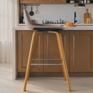 Sunvega Mid Century Modern Bentwood Bar Stool Set of 2 with Mocha Fabric