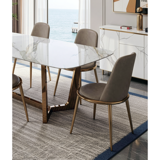 Sunvega Gold and Taupe Finish Contemporary Style 2pc Fully Upholstered Round Side Chair