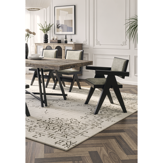 Sunvega Contemporary Black Dining Chairs with Light Gray Upholstered Padded Seat Cushions