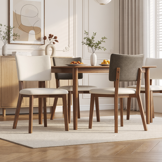Sunvega Mid-Century Modern Ash Wood Dining Chairs Set of 2 for Kitchen and Living Room