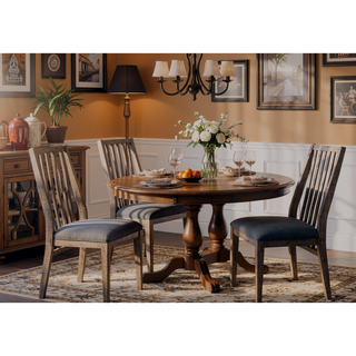 Sunvega Natural Weathering Look Wooden Side Chairs with Padded Fabric-Covered Seats
