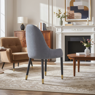 Sunvega Modern PU Leather Dining Chair with Solid Wood Legs and Ergonomic Seat