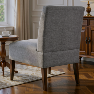 Sunvega Modern Gray Armless Accent Chair with Tufted Upholstery and Wood Legs