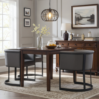 Sunvega Modern Upholstered Faux Leather Dining Chair with Geometric Metal Frame