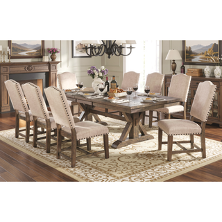 Sunvega Industrial Style Brown Cherry Ivory Upholstered Fabric Counter Height Dining Chairs