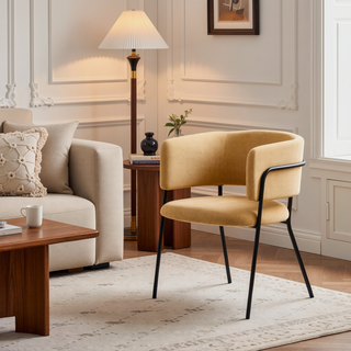 Sunvega Modern Upholstered Arm Dining Chair with Soft Seat and Metal Legs Set of 2
