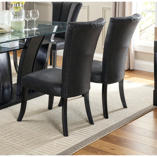 Sunvega Modern Black PU Upholstered Dining Chairs with Wide Flair Back Support