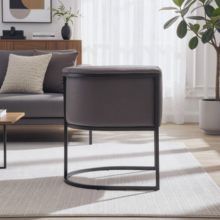 Sunvega Modern Faux Leather Upholstered Dining Chair with Geometric Metal Frame