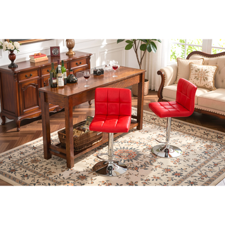 Sunvega Adjustable Hydraulic Swivel Bar Stool Set of 2 with Faux Leather Seat