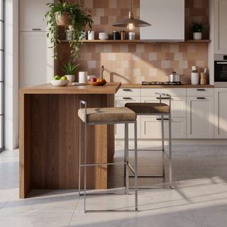 Sunvega Contemporary Stackable Barstools with Upholstered Padded Seat Set of 2
