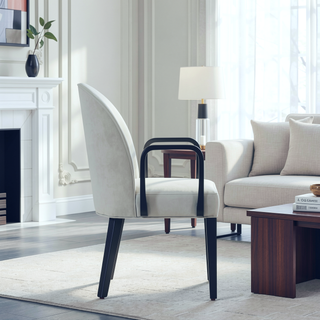 Sunvega Modern Leatherette and Velvet Upholstered Dining Armchair for Dining Room