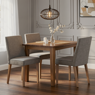 Sunvega Taupe Upholstered Rubberwood Dining Chairs with Piping Detail Set of 2
