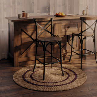 Sunvega Antique Black and Oak Bar Stool with Cross Back Design for Kitchen Counter