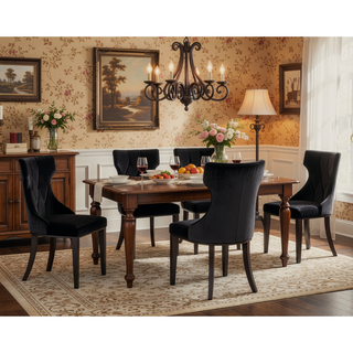 Sunvega Set of 2 Gray Traditional Dining Chairs with Luxurious Velvet Upholstery