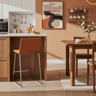 Sunvega Contemporary Counter Stool with Faux Leather Upholstery and Metal Base