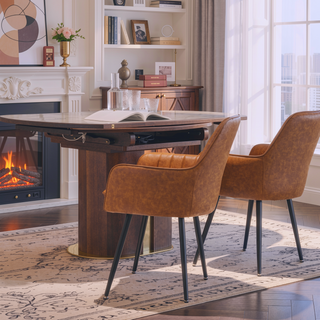 Sunvega Blue Velvet Mid-Back Dining Chairs with Gold Plated Legs for Living Room