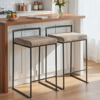 Sunvega Contemporary Stackable Counter Stool with Upholstered Padded Seat and Welded Frame