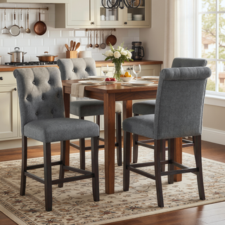Sunvega Tufted Counter Height Dining Chairs with Padded Seats and Backs in Tan
