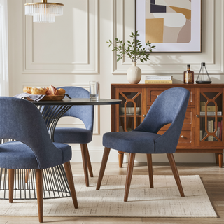 Sunvega Nola Textured Tan Upholstered Dining Chairs with Dark Brown Wood Legs Set of 2