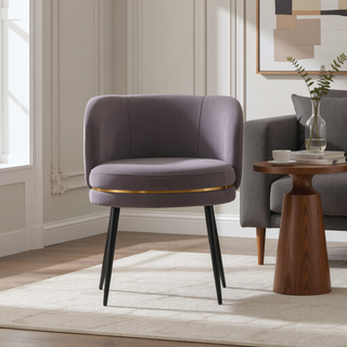 Sunvega Modern Velvet Upholstered Dining Chair with Gold Ring Seat for Dining Room