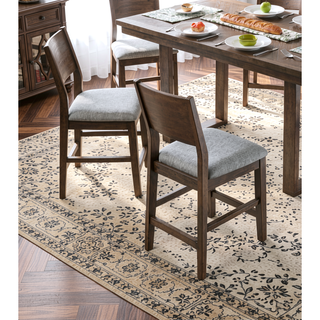 Sunvega Contemporary Gray Solid Wood Counter Height Dining Table with Center Support Beam