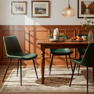 Sunvega Industrial Dining Chair with Vintage PU Upholstery and Black Metal Legs Set of 2