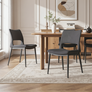 Sunvega Modern Minimalist White PU Leather Dining Chairs Set of 2 with Metal Legs