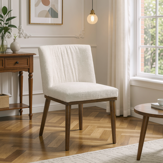 Sunvega Italian Mid-Century Inspired White Fabric Dining Chair Set of 2