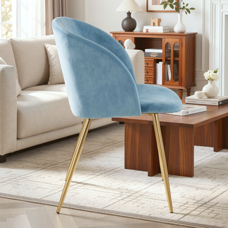 Sunvega Fran Contemporary Dining Chairs with Velvet Upholstery and Metal Legs Set of 2