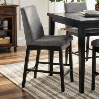 Sunvega Contemporary Dark Walnut Counter Height Chair with Upholstered Seat and Back