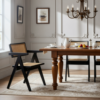 Sunvega Modern Industry Chic Cane Folding Dining Chair Set of 2 for Dining Room
