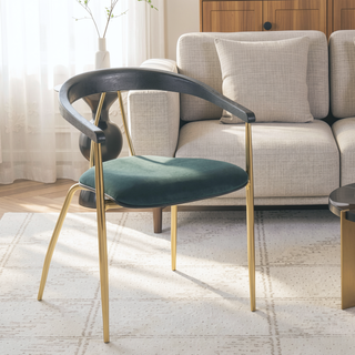 Sunvega Glam Contemporary Velvet Upholstered Chair with Gold Metal Frame
