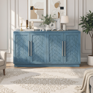 Sunvega Sideboard Buffet Cabinet with Adjustable Shelves and Silver Handles for Kitchen Dining Room