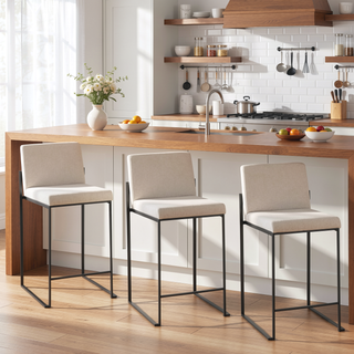 Sunvega Contemporary High Back Counter Stool Set of 3 with Padded Seat and Backrest