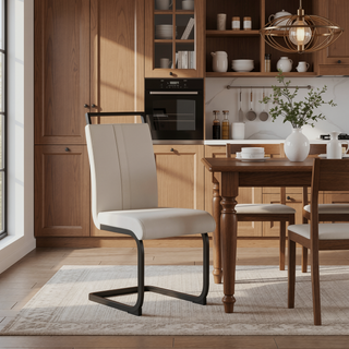 Sunvega Modern Faux Leather Upholstered Dining Chairs with High Back and Black Metal Legs